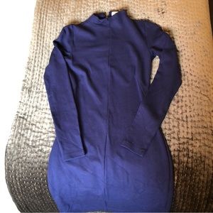 Babaton Bodycon Mockneck Long Sleeve Dress in Navy - Size 2